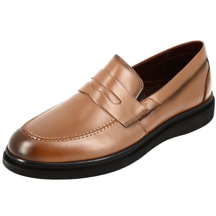 mocassin médical homme en cuir cognac - élégant et confortable