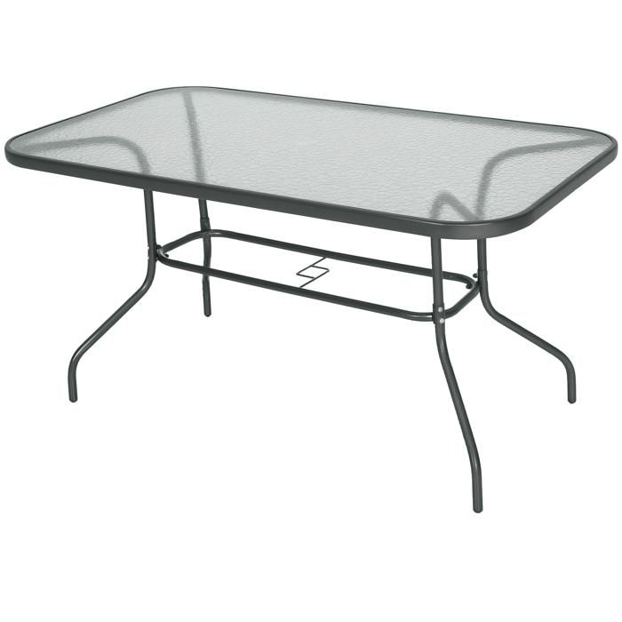table de jardin Outsunny Métal 140x80x70cm Gris