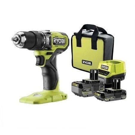 RYOBI - Perceuse-visseuse à percussion BRUSHLESS 18V ONE+ 54 Nm - 2 batteries 4 & 2 Ah, chargeur & s