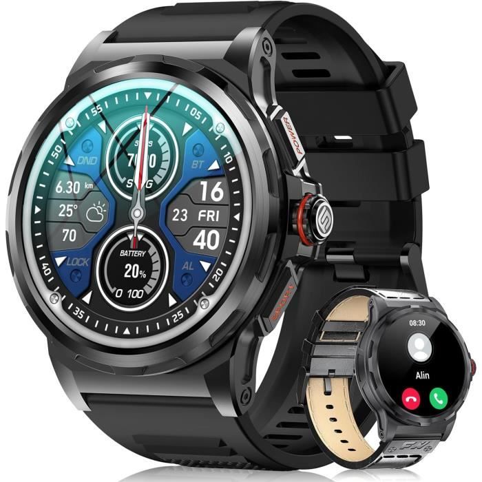 1,96" AMOLED Montre Connectée Homme avec Appel Bluetooth 5.1