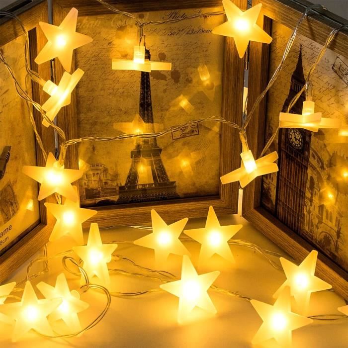 Guirlande Lumineuse LED étoiles – 160x8 Cm, Veilleuse Fête Jardin, Neuve