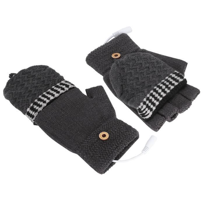 1 Paire de Gants Chauffants USB Femmes Hommes Mitaines Mains D'hiver Gants  D'ordinateur Portable Chauds avec 3 Réglages Demi-Doigts Complets Chauffant