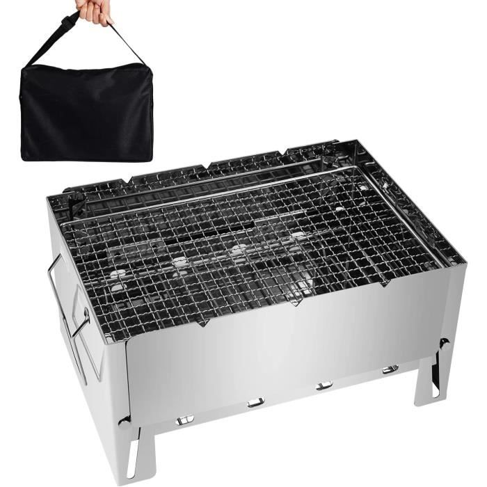 Fucidan Petit barbecue à charbon de bois pliable – Surface de cuisson de 30 cm et grille de maintien au chaud pour balcon, jardi20