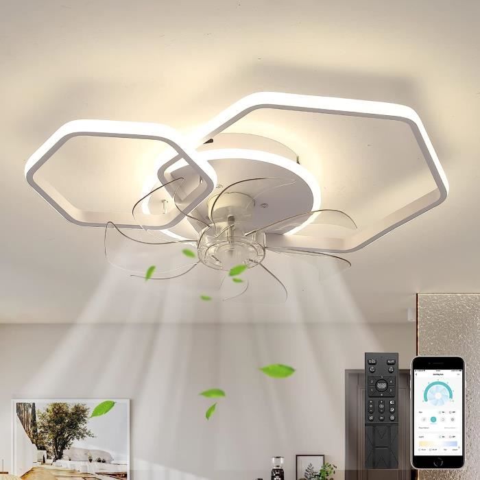 Lampe Ventilo Plafond CANEOE Ventilateur Plafond Avec Lere, Moderne Ventilateurs De Plafond Ventilateur Plafond Avec Lumiere Led