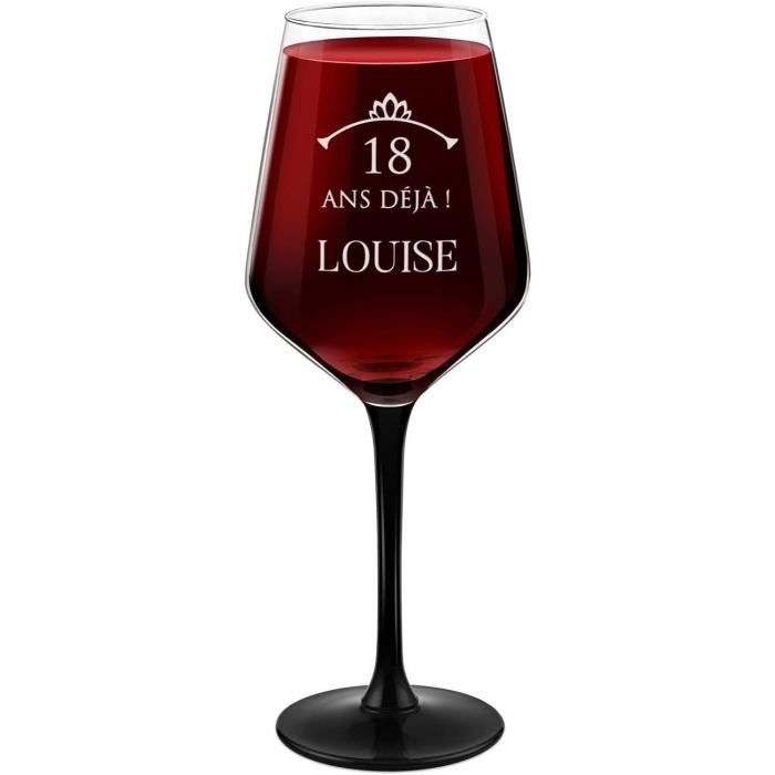 Maverton Verre à Vin Personnalisé 330ml - Cadeau Anniversaire Femme, Maman - Pied Noir Élégant Pour Vin Rouge & Blanc