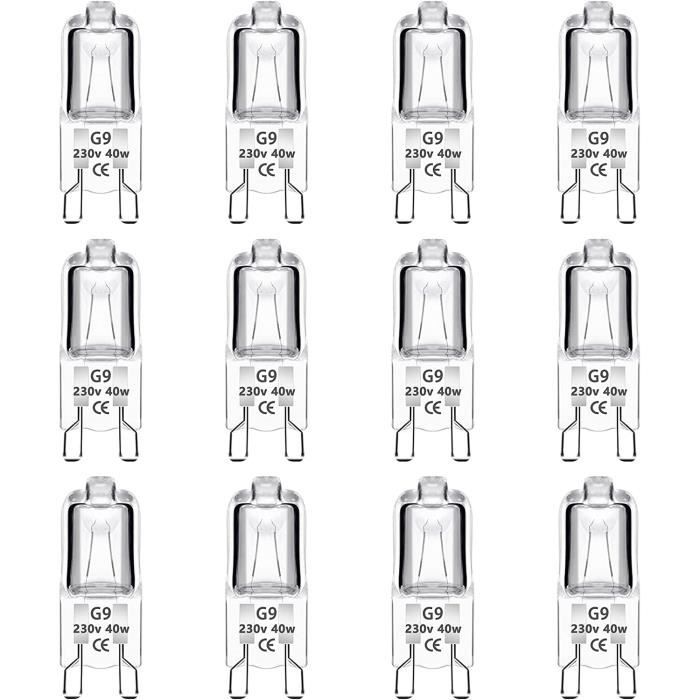 Lot de 12 Ampoule Halogène G9 40W 230V Dimmable, Blanc Chaud 2700K