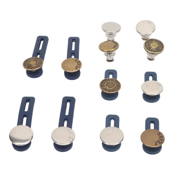 10 Piecès Bouton de Jeans, 17mm Détachable Métal Bouton DIY Rétractable