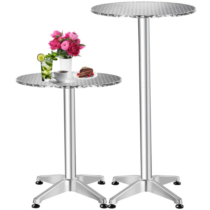 Table De Bar Bistrot Pliaible Casaria - Hauteur Réglable 70/115 Cm - Aluminium Pour Intérieur/Extérieur