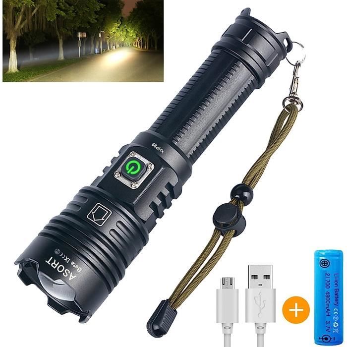 Lampe Torche Led Ultra Puissante,20000 Lumens Lampe De Poche Rechargeable,Lampe Tactique Xhp99
