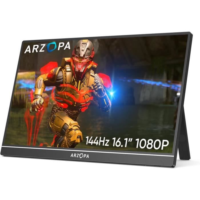 Z1Fc Moniteur Portable 16.1 Pouces 144Hz 1920×1080 Fhd Écran Ips Avec Support Monopode Avec Hdmi-Type-C-Usb-C Écran