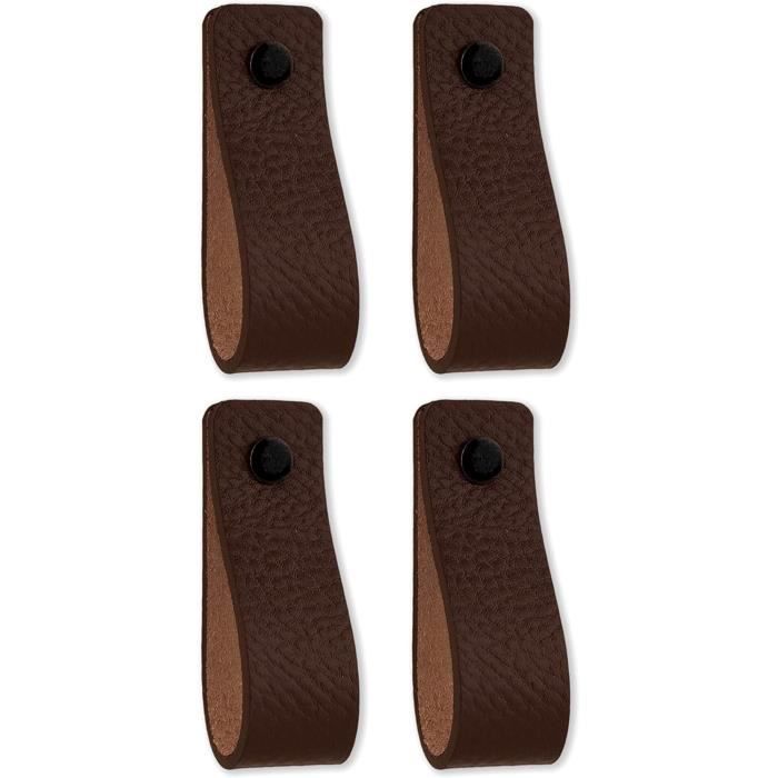 Brute Strength - Poignées En Cuir Pour Meubles - Marron - 2 Pcs - 20 X