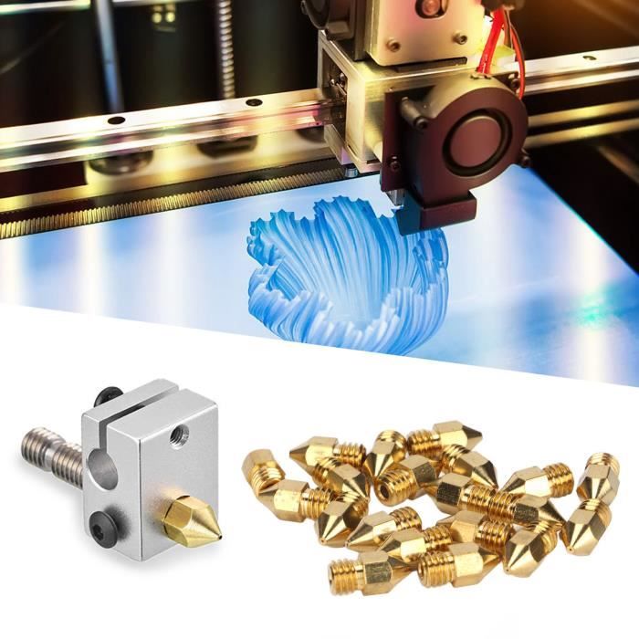 Buses Imprimante 3D PChero 0.4mm MK8 - Lot De 10 En Laiton Avec Forets De Nettoyage