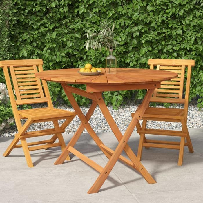 VIDAXL Table pliable Ø85x75 cm Bois massif de teck