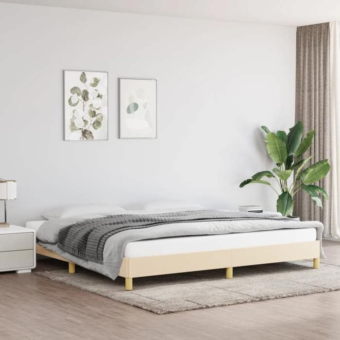 vidaXL Cadre de lit sans matelas crème 200x200 cm tissu 346847