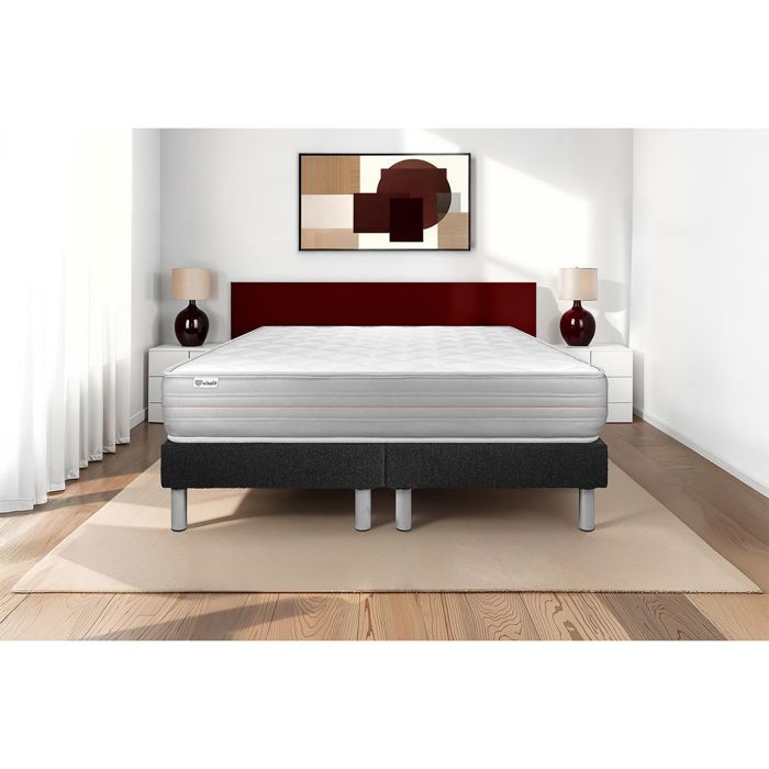 Ensemble Matelas Sommier 200x200 cm - 2 Sommiers Noir - Vitalmemo Noir