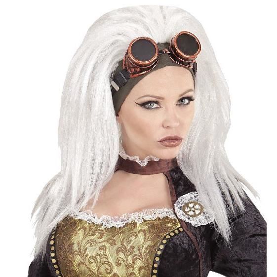 Perruque blanche steampunk avec lunettes U WIDMANN Steampunk