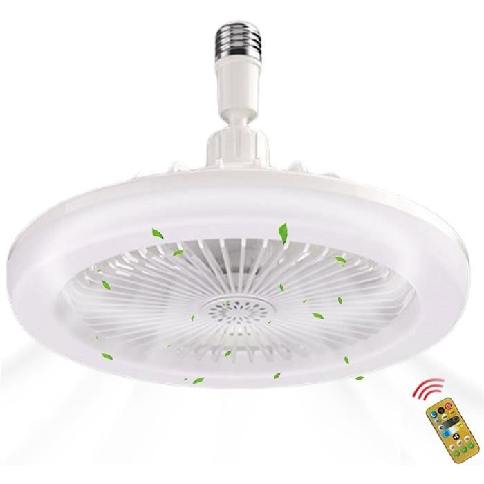 Ventilateur plafond avec lumières et télécommande Lampe E27 ventilateurs de plafond silencieux 30W avec minuterie - Zhuodike
