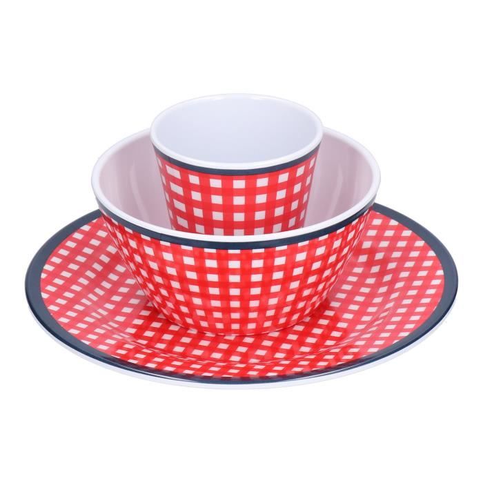 Ensemble d'assiettes à salade de grilles rouges assiette de fruits en ...