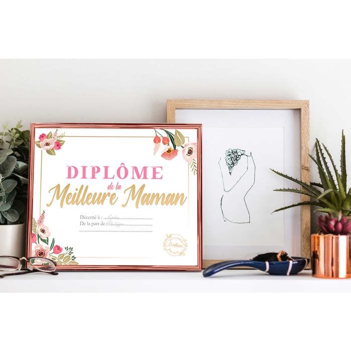 Cadre mural 'Diplôme de la Meilleure Maman' - Dimensions : 25,5 x 21 x ...