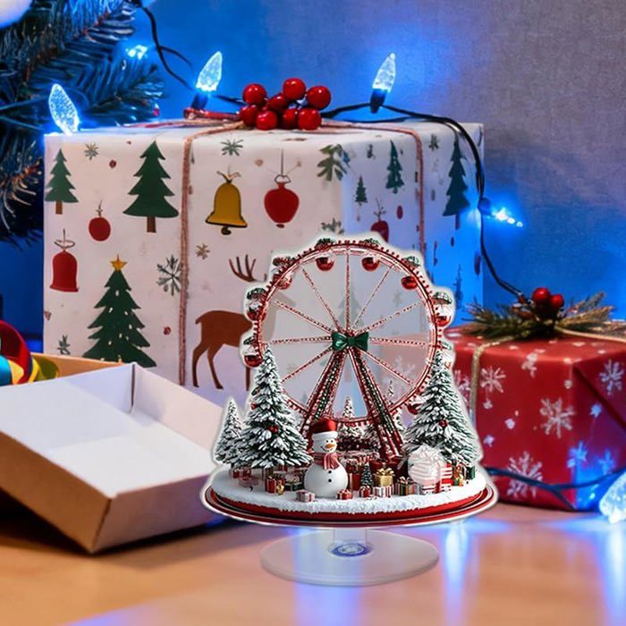 Décoration Noël Grande Roue Acrylique 17x20 Cm | Village De Noël | Univers Féérique | Salon Bureau Fête