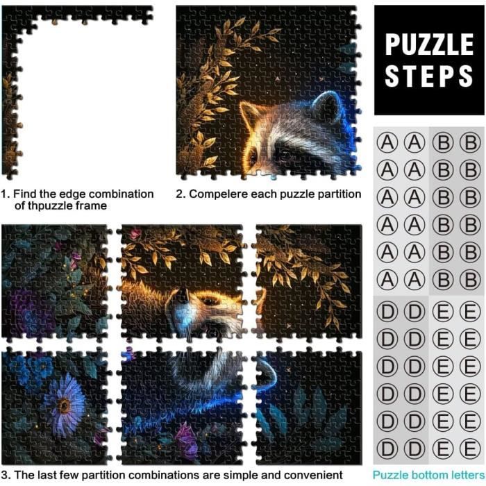 Puzzle 1000 Pièces Pour Adultes Fantaisie Raton Laveur Puzzles Magiques ...