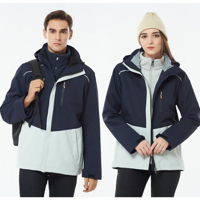 Blouson de Ski Femme Amovible 2 pieces Impermeable Coupe vent Polaire Epais Chaude Bleu marine Cdiscount Sport
