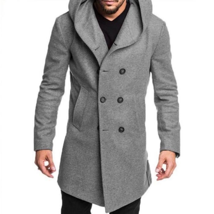 Manteau Homme Pardessus Veste Mi long Caban Chaud Automne Hiver