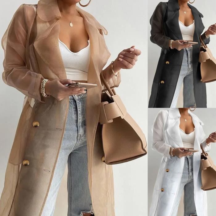 Chemise Chemise Transparente a Manches sulfet Col en V pour Femme Chemisier Transparent a levent Streetwear Bureau WH C1198383 Blanc Cdiscount Pret a Porter