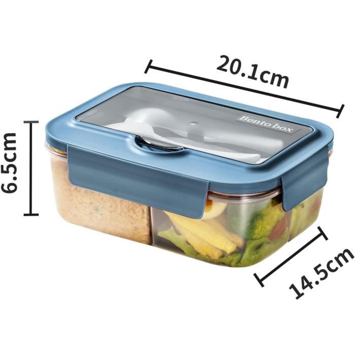 Boîte à lunch en plastique de 3 compartiments avec couverts pour