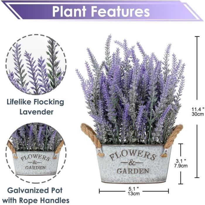 8 Faisceaux De Fleurs De Lavande Artificielles Résistantes Aux Uv Et Fausses Pour L'extérieur, Plantes En Plastique Pour La Décoration De La Boîte De Fenêtre De Mariage Du Jardin Ou Du Porche