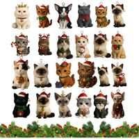 Calendrier De L'Avent 2025 Avec 24 Pendentifs Chat En Cristal Acrylique - Décoration Noël à Collectionner - Compte à Rebours Festif Et Magique