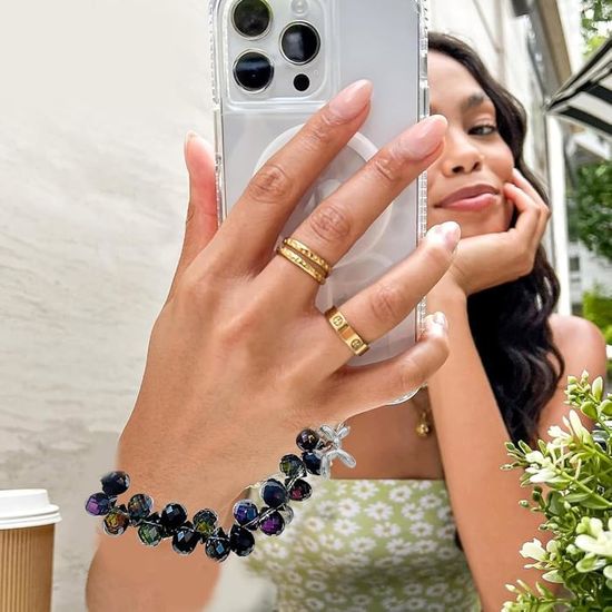 Cosmeria Collier De Téléphone Perles Paillettes Design, Court