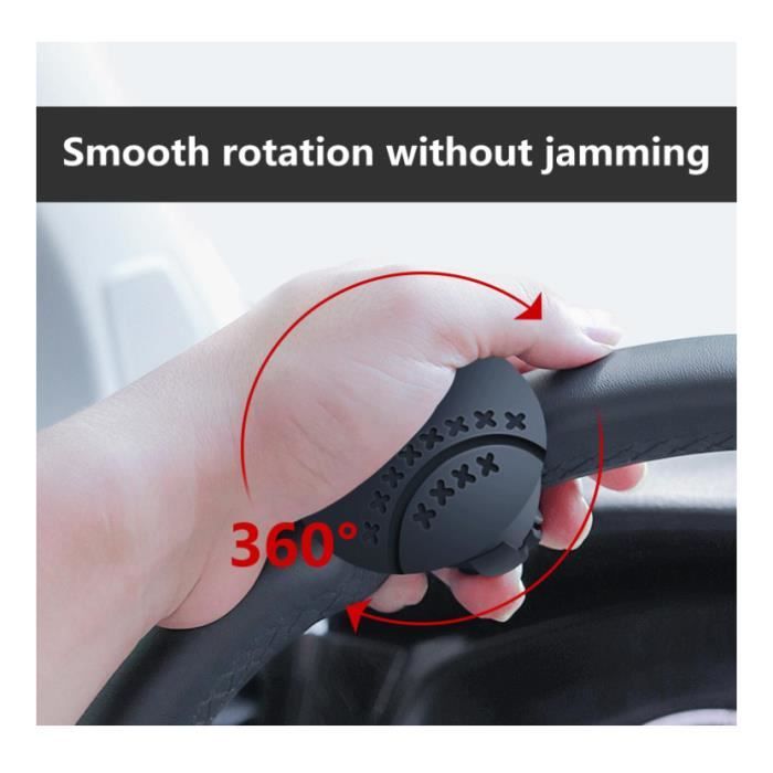 JUN-H Poignée De Direction Voiture – Spinner Universel Noir Pour Volant, Idéal Débutants, Arthrite Ou Conduite Facile 360°