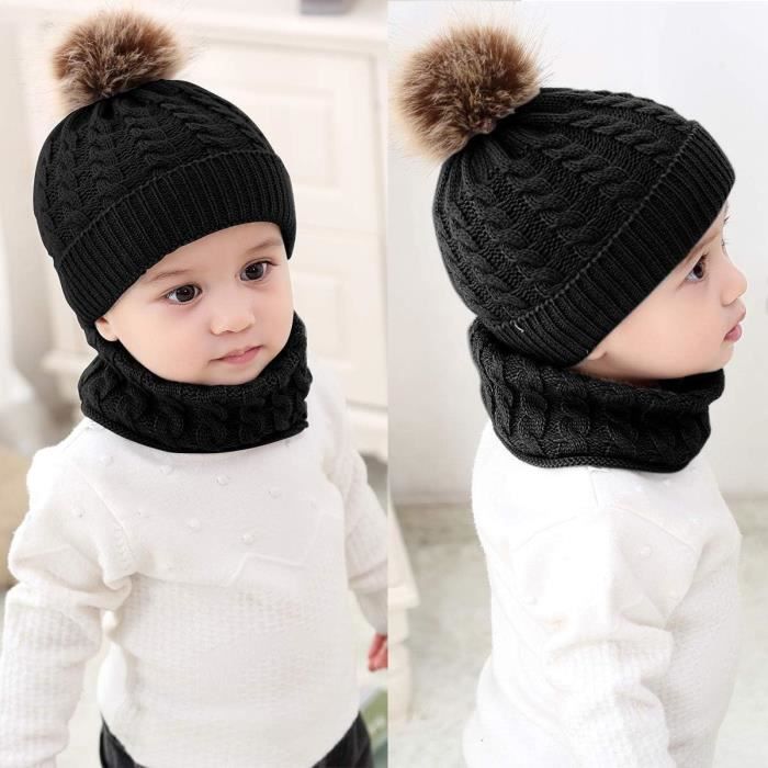 Echarpe De Bonnet Hiver Bonnet Bebe Fille Hiver Pompom 0 24 Mois Tricotes Bonnet Echarpe Ensemble Enfants u3229 Cdiscount Pret a Porter