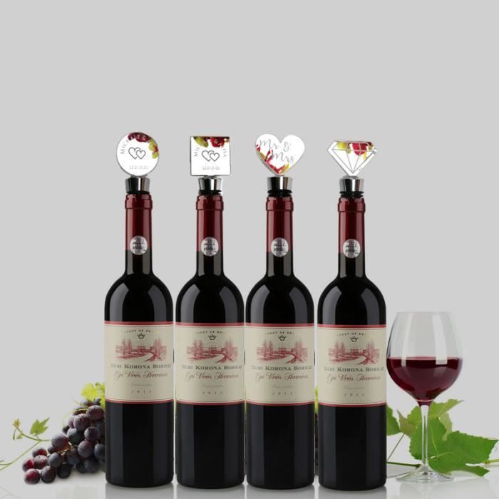 Round D - Bouchon de bouteille de vin personnalisé avec gravure au laser,  bouchon de bouteille, scellé sous v - La cave Cdiscount