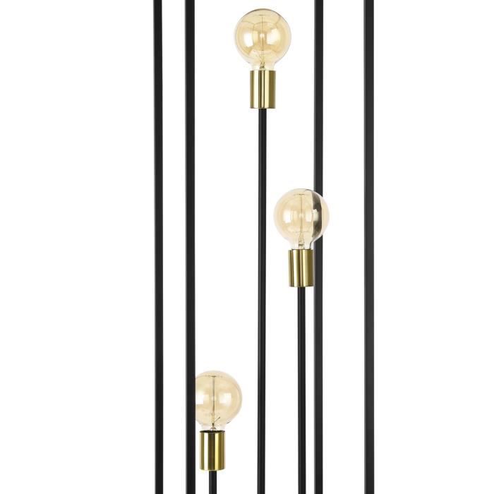 Lux.pro Lampadaire Sur Pied 3 Douilles Avec 3 Abat-jour Marron Noir Gris - Hauteur 146 Cm - Design Moderne