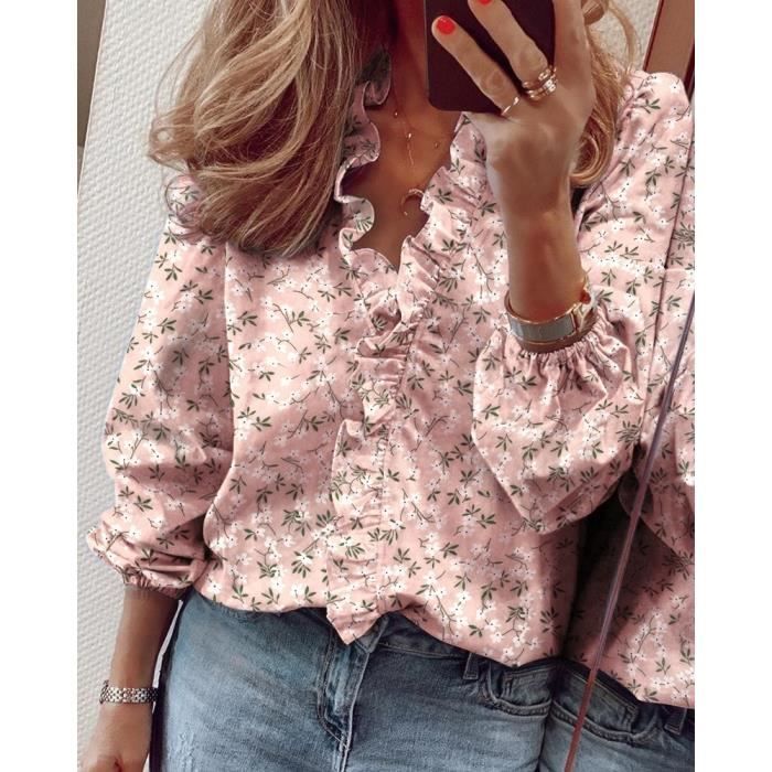 Blouse femme Femmes hauts et chemisiers elegant a manches longues chemise blanche dames couleur unie Femme Type Blue Long sleeve Blanc Cdiscount Pret a Porter