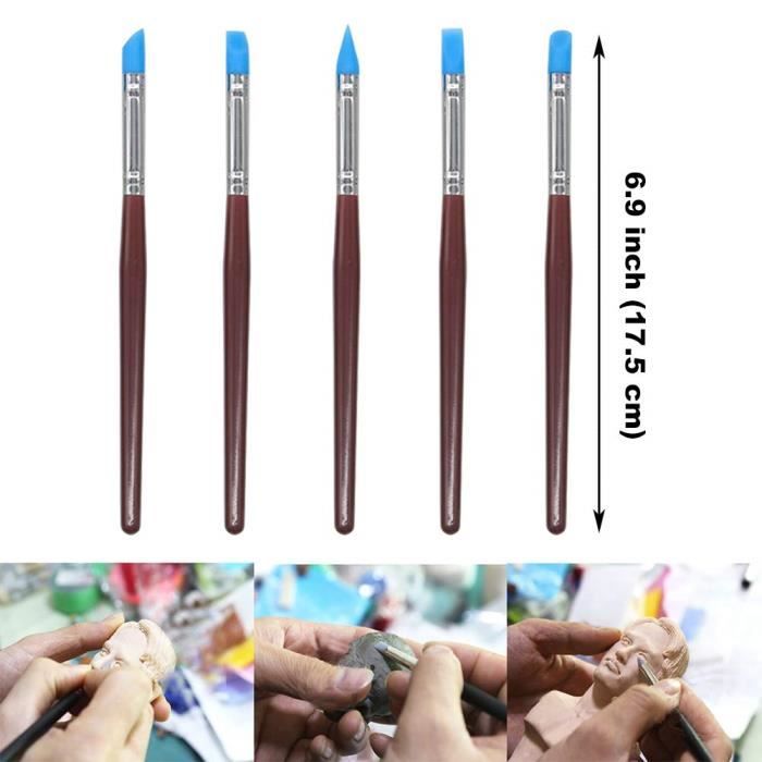 Set De 5 Stylos Double Pointe Pour Poterie Et Art - Bois Et Acier - Idéal Décoration Argile Ou Mandala