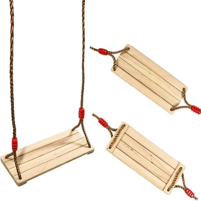 Balançoire en bois pour enfants et adultes - Balançoire de jardin avec corde réglable - Étanche - Pour cour de jardin intérieure et extérieure (60 x 25 cm Balançoire en bois pour enfants et adultes - Balançoire de jardin avec corde réglable - Étanche - Pour cour de jardin intérieure et extérieure (60 x 25 cm