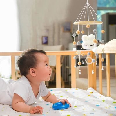 Mobile Bébé Bois - Carillon Éolien Lapin - Décoration Lit Suspendu - Hochet Pour Chambre Enfant