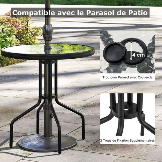 Yaheetech Table De Jardin Ronde En Verre Diamètre 70 Cm Facile Pas Cher