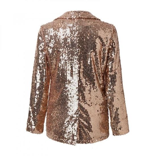Blazer à Paillettes Pour Femmes - Veste Brillante Soirée, Manches Longues, Coupe Cintrée, Taille M à 3XL - 4