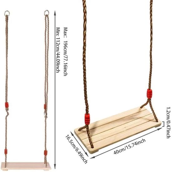 Balançoire En Bois Pour Enfants,Siège De Balançoire Réglable,Siège Suspendu Swing Avec Cordes Balançoire En Bois Pour Enfants,Siège De Balançoire Réglable,Siège Suspendu Swing Avec Cordes