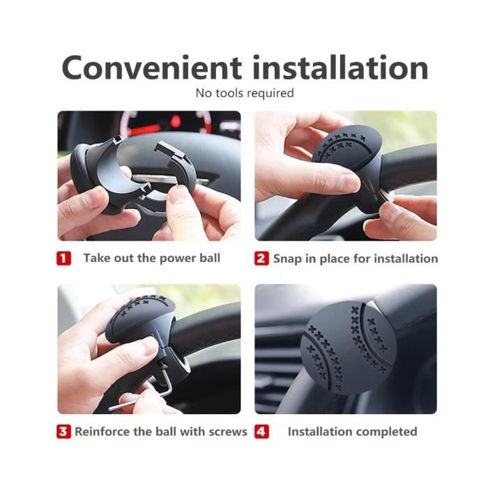 Boule Volant Universelle – Bouton De Direction Suicide Spinner Pour Voiture, Camion, Tracteur, Bateau, Tondeuse, Chariot élévateur (lot De 2, Noir)