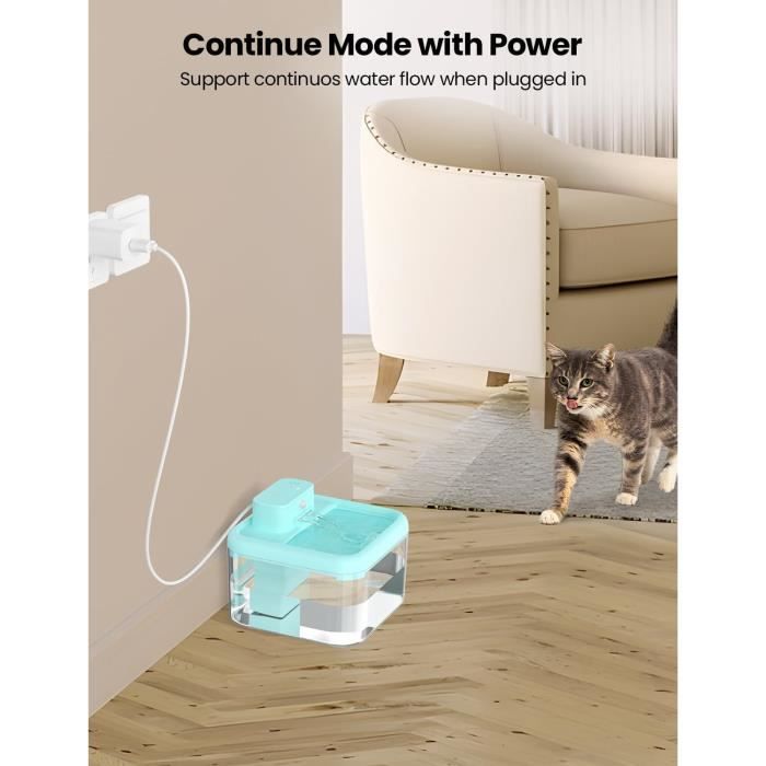 Fontaine à Eau Pour Chat Sans Fil Avec Détecteur De Mouvement - 3,2L, 3 Modes, Ultra-silencieuse 25 DB - Avec 7 Filtres
