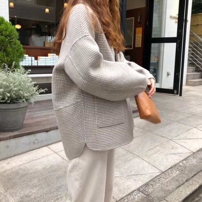 Manteau court pied de poule shop