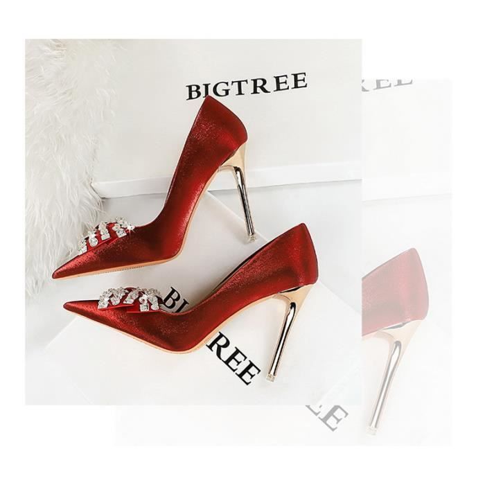 Escarpin Femme Talons tres hauts Bout pointu satin strass Bow unique Noir Achat Vente Escarpin Femme Talons tres hauts Bout pointu satin strass Bow unique Noir pas cher Cdiscount