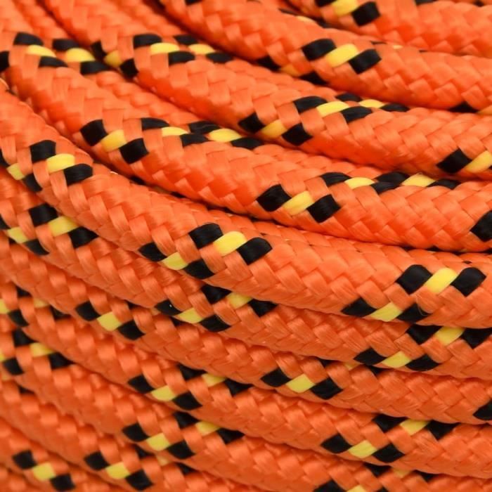 Corde Bateau Polypropylène Orange 8 Mm - 100 M, Résistance 420 Kg - Pour Marine, Camping, Ligne De Quai