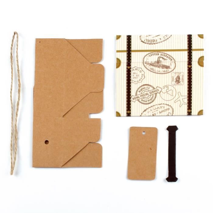 50 Boîtes Mini Valise Kraft Pour Dragées - Cadeaux Mariage, Anniversaire, Baby Shower - Nikou