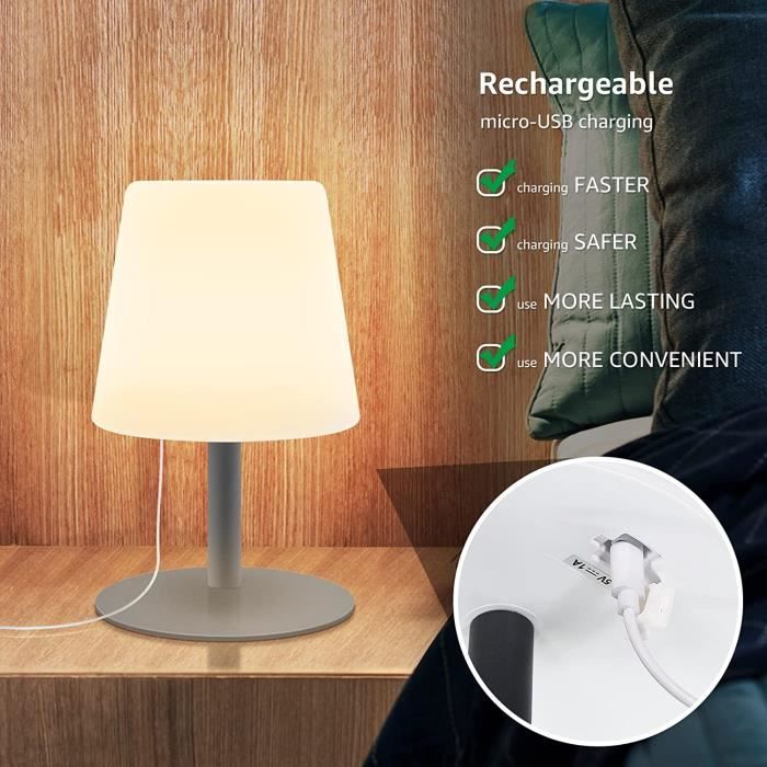 LAMPE TABLE DE Chevet Veilleuse LED Sans Fil Rechargeable USB